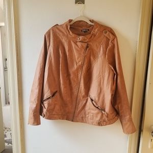 Camel faux leather moto jacket